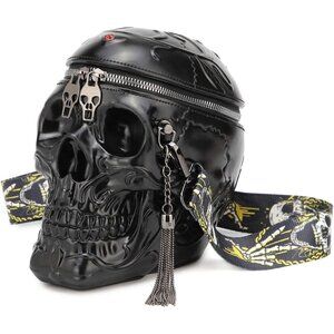Women's Skull Purse Gothic Crossbody Handbag Shoulder Bag Holiday Gift Black